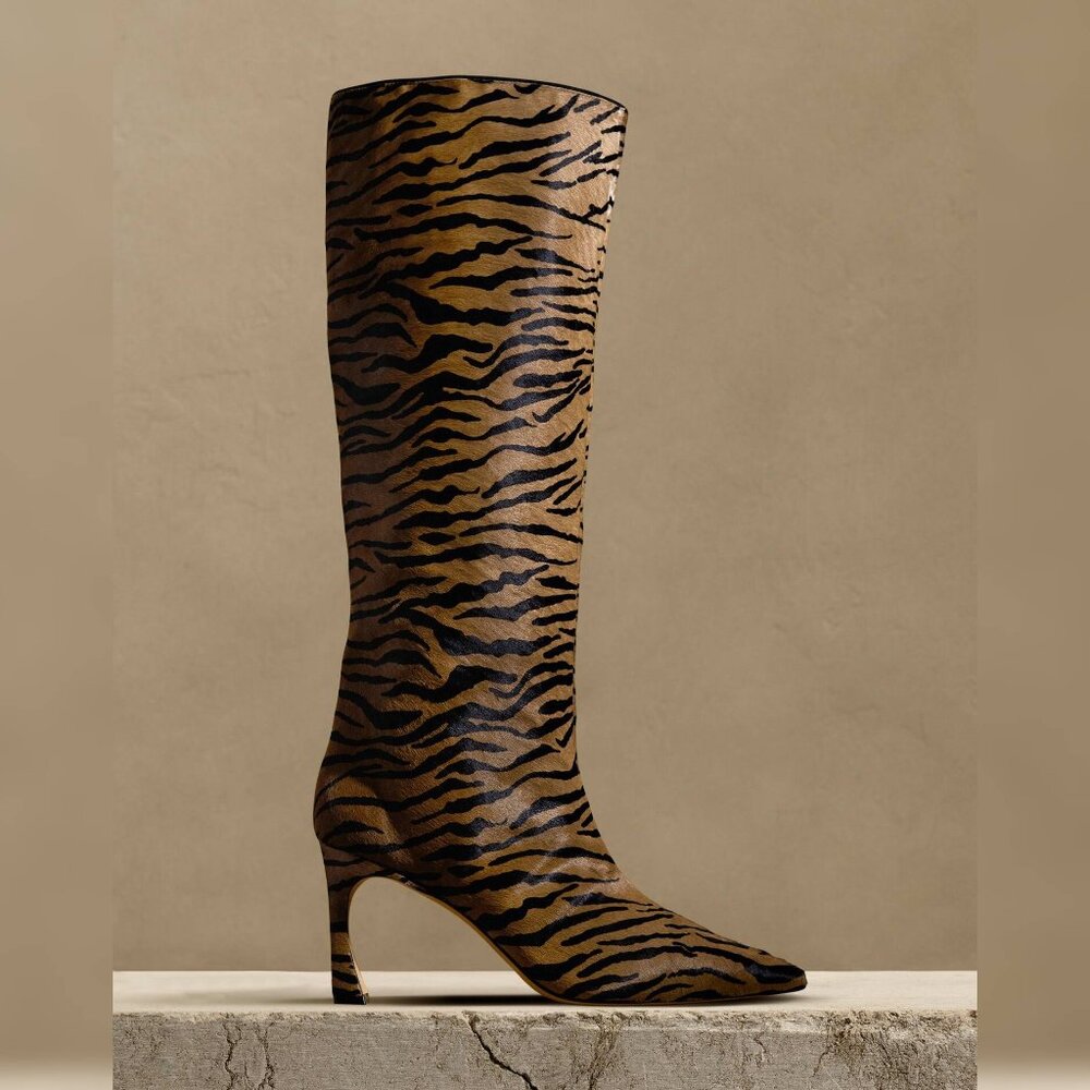 Alexandre Birman Kyra Brown Haircalf Zebra Knee-High Boots